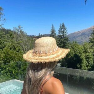 L*Space Natural Straw Hat with Shell Details